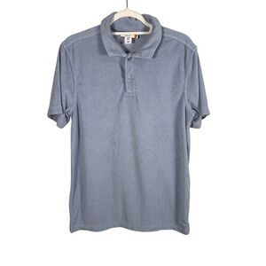 C&C California Light Blue Terry Polo Shirt Size M Resortwear Beach Minimalist